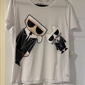 NWT KARL LAGERFELD PARIS Black Tie Graphic T-Shirt